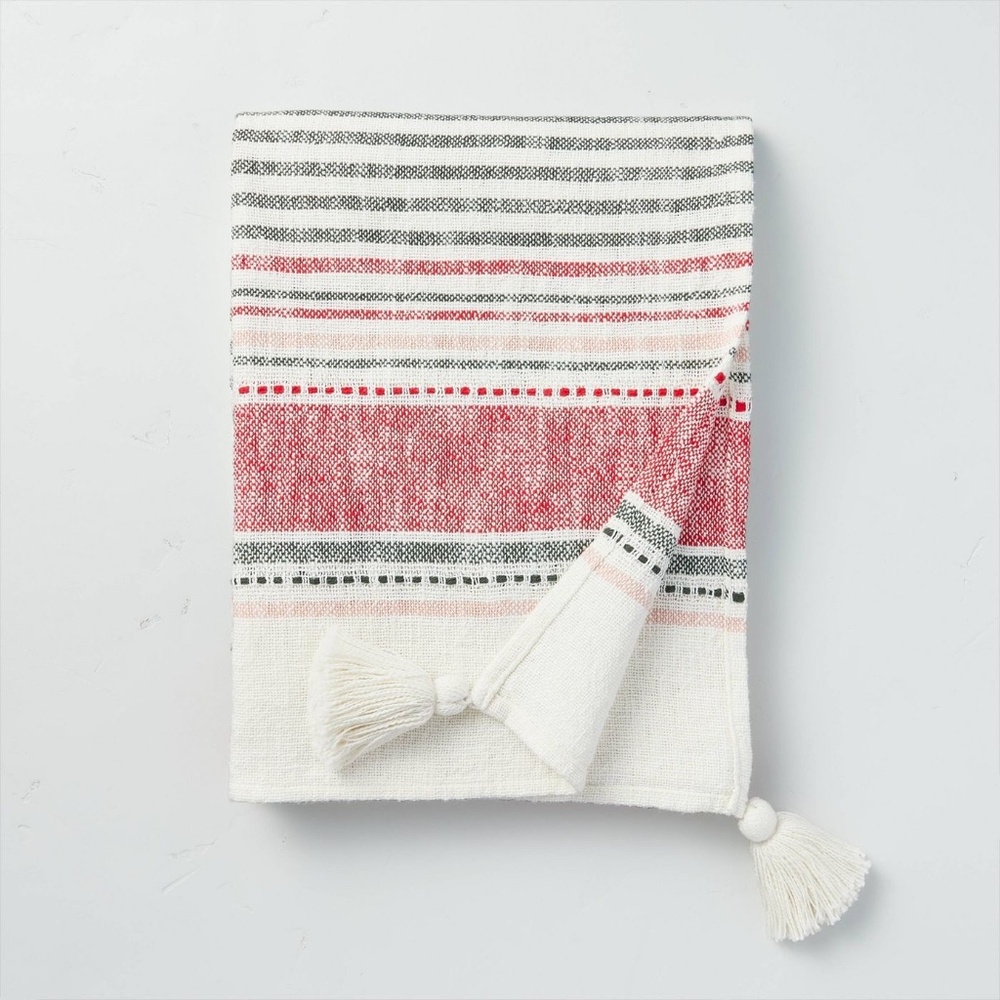 Hearth & Hand Red and White Striped Throw Blanket